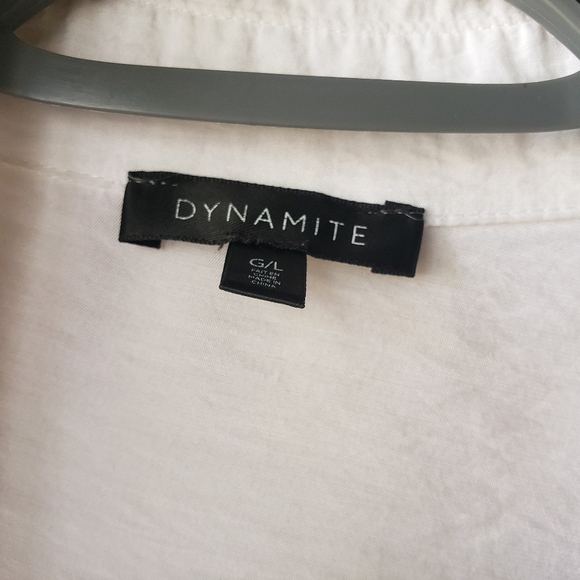 Dynamic white Rayon blend white button down shirt large - Picture 2 of 8